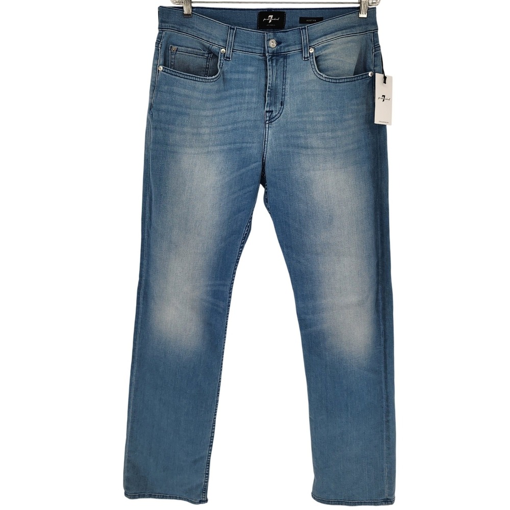 7 For All Mankind Austyn Jeans Women 31 Blue NEW Straight Relaxed 7R073A23-LAS